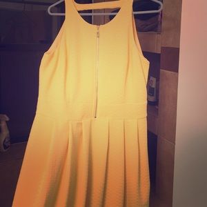 Yellow tank dress with zippered front detail