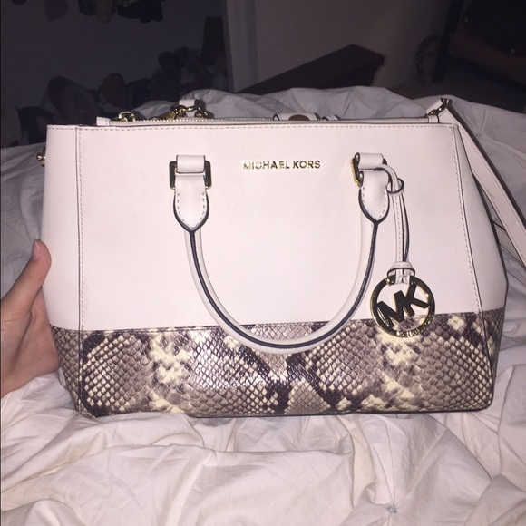 michael kors white snakeskin purse
