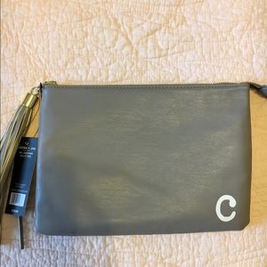 NWT leather clutch - gray