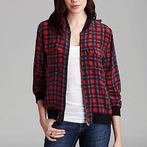 Equipment plaid silk bomber (orig. $318)