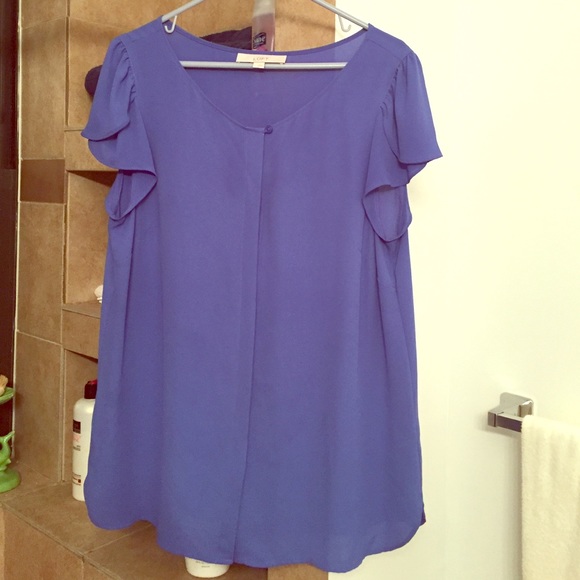 Flutter sleeve button front blouse