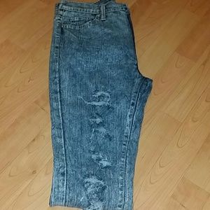 Skinny ripped jeans.