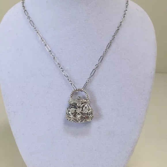 14k white gold purse necklace