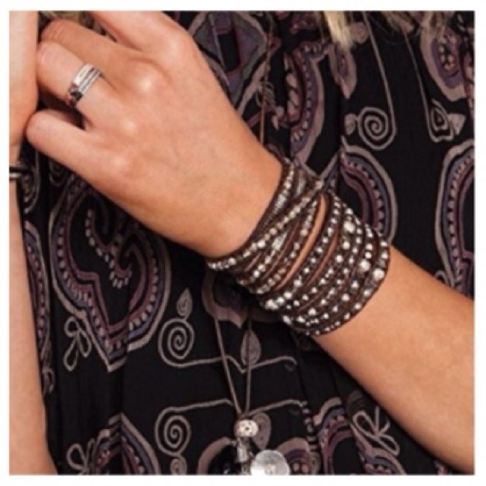 🍃💕HP Sterling Nugget/Mixed Crystal Wrap Bracelet