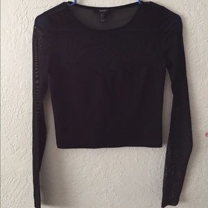 sheer long sleeve crop top