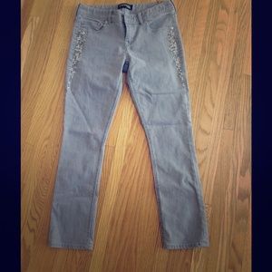 Express Rhinestone Cropped Jeans