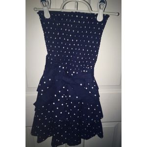 Navy blue summer dress with bow