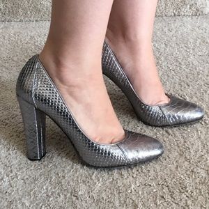 Steve Madden Silver Snakeskin Heels