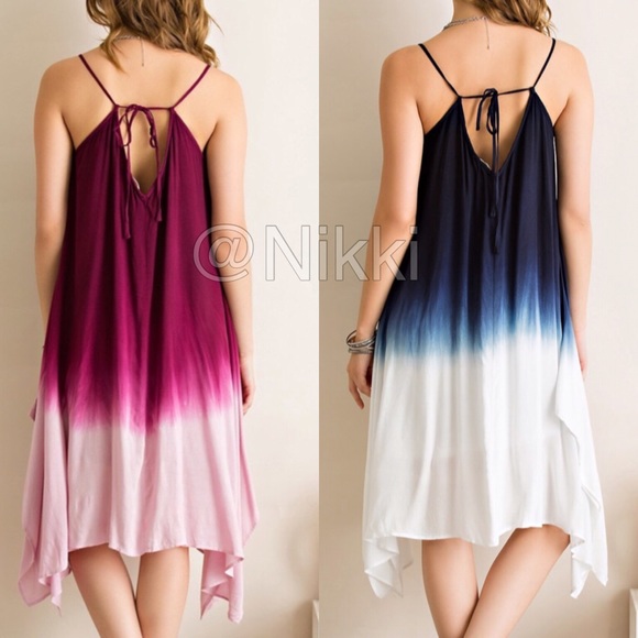 ombré tie dye summer boho dress hi low hem sold - Picture 2 of 4