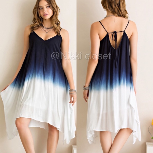 ombré tie dye summer boho dress hi low hem sold - Picture 4 of 4