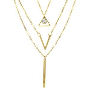 Coachella trending geometric 3 layer necklace