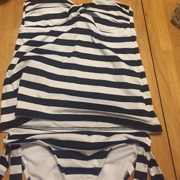 Black and white stripped tankini