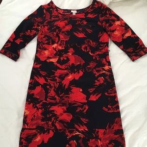 Red Navy and Black Floral Dress / Tunic