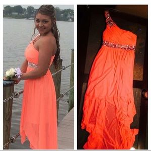 Coral High Low Prom Dress