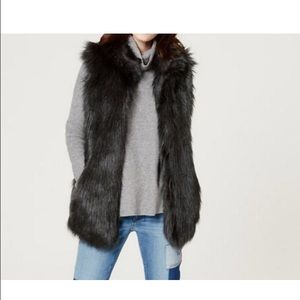 ann taylor loft black faux fur vest