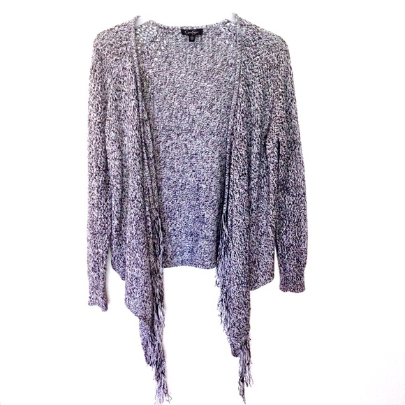 Jessica Simpson Sweaters - Black and White Knit Fringe Cardigan