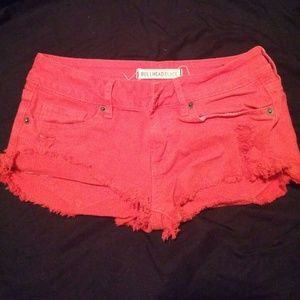 Red jean shorts