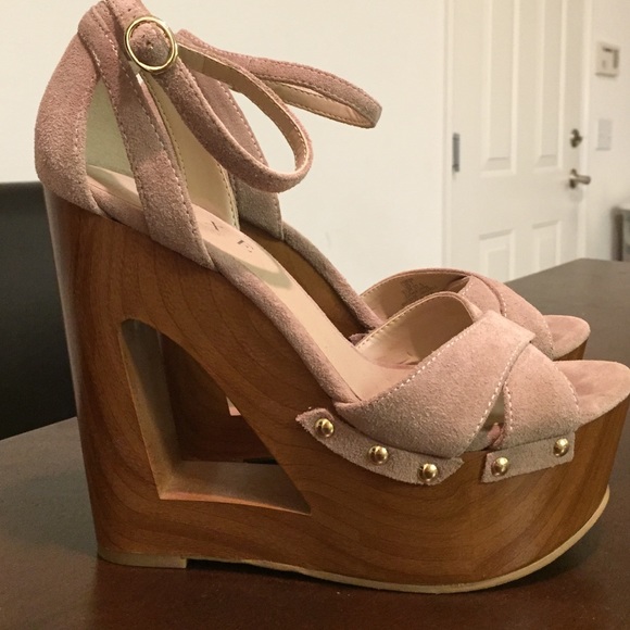 Suede Wooden Wedge Heels! Size 7!
