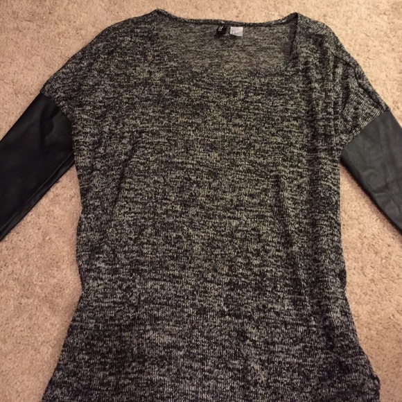 H&M Leather Sleeve Sweater