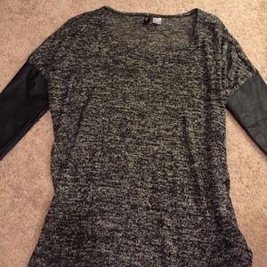 H&M Leather Sleeve Sweater