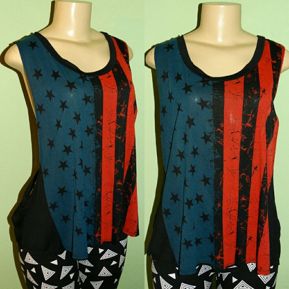 Tops - Clearance last one Large American flag tank top