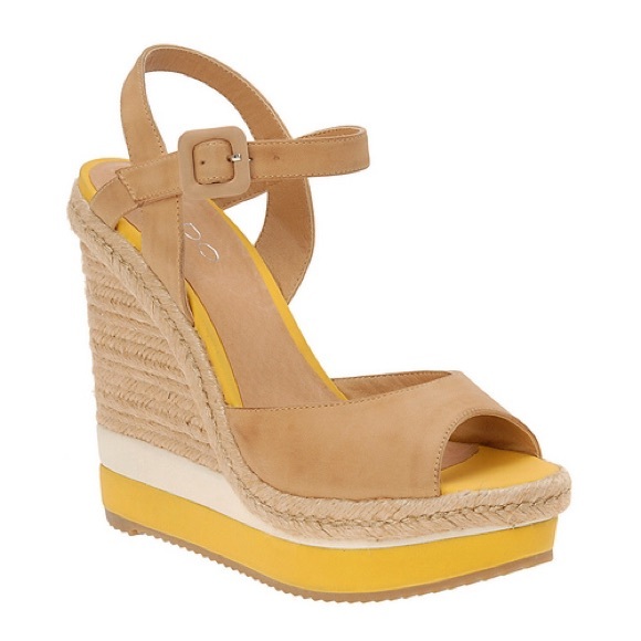 Aldo yellow suede espadrille wedge sandals