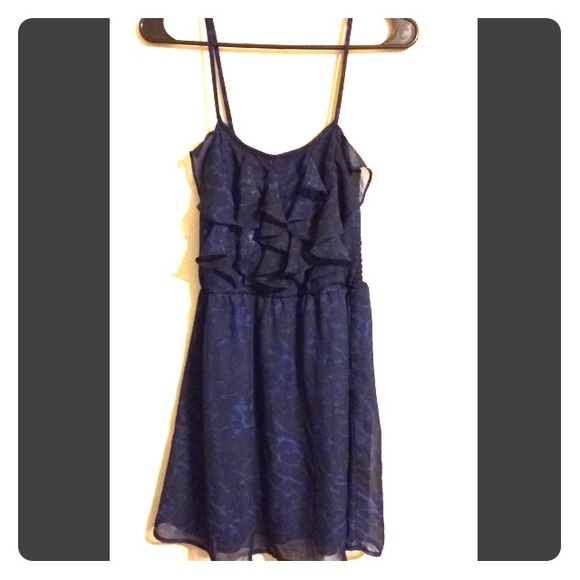 Blue And Black Leopard Printed Dress