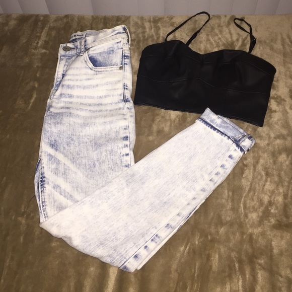 Express High Rise Acid Wash Jeans