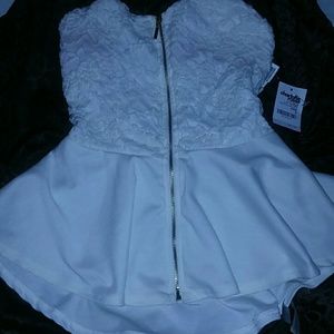 Strapless white dress shirt