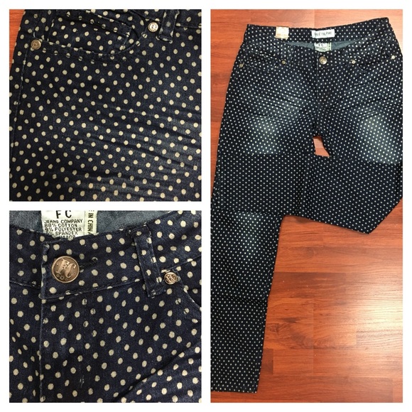 Free Culture Denim - Free Culture Polka Dot Fitted Jeans Black/White