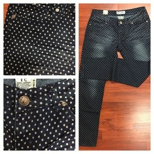 Free Culture Polka Dot Fitted Jeans Black/White