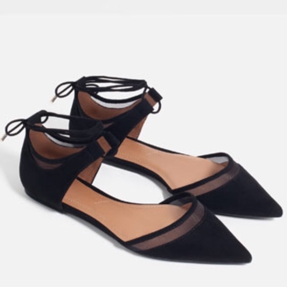 Zara Shoes - Mesh D'Orsay Black Flats