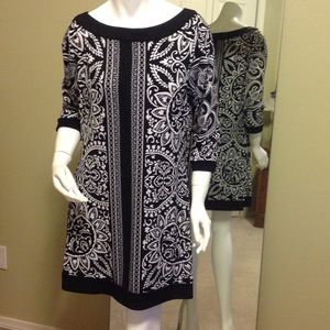 Black and white tunic.