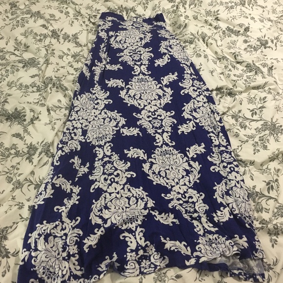 Damask print maxi skirt