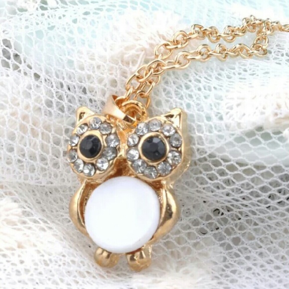 Rhinestone Owl Necklace