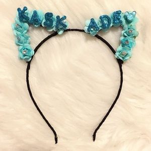 Blue Kaskade floral kitty cat ears flower headband
