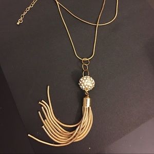 Very fashionable long gold plated chain with ball