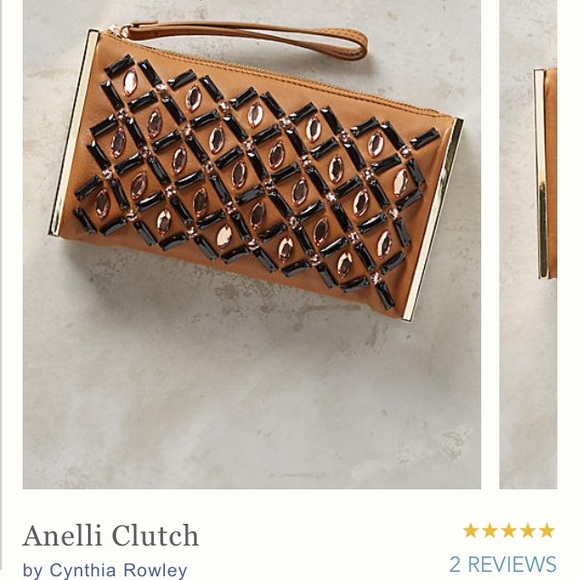 NWT Anthropologie Anelli Clutch,Rhinestone Leather