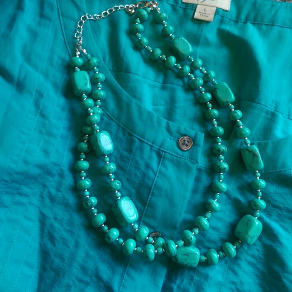 Turquoise and silver adjustable necklace
