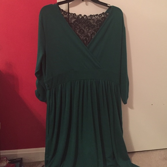 Torrid dress green with black lace. Size 0