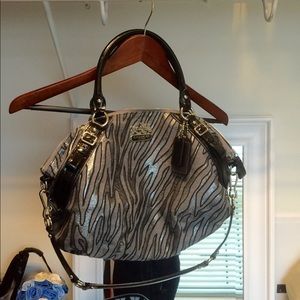 EUC Coach poppy metallic zebra hobo bag