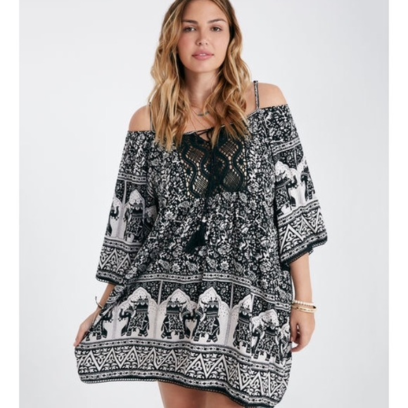 2x cold shoulder boho dress festival ready