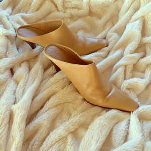 Heeled Leather Mules