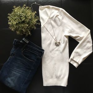 Classic V-neck White Sweater