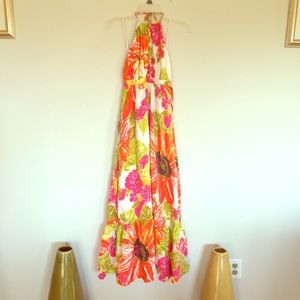 Full-Length Floral Silk Dress