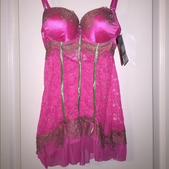 Pink lace baby doll lingerie w/ thong.