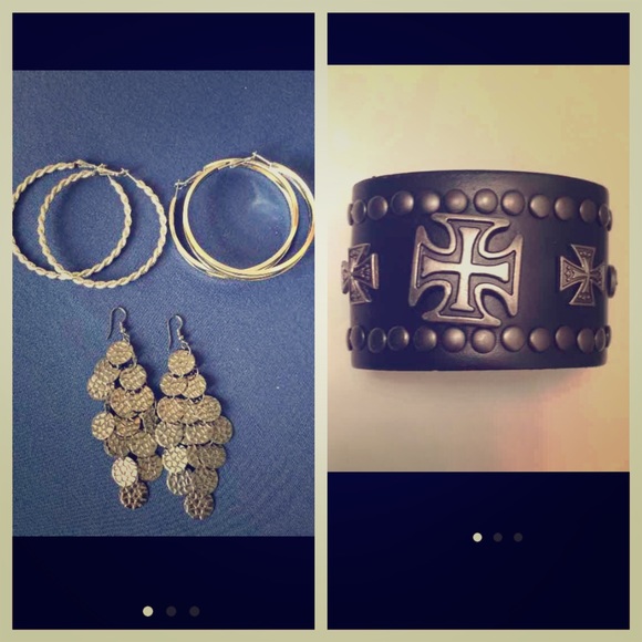 Boho jewelry bundle earrings & leather bracelet
