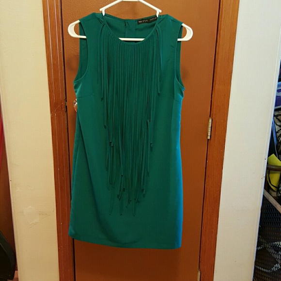 Zara Basic Fringe neck shift dress!