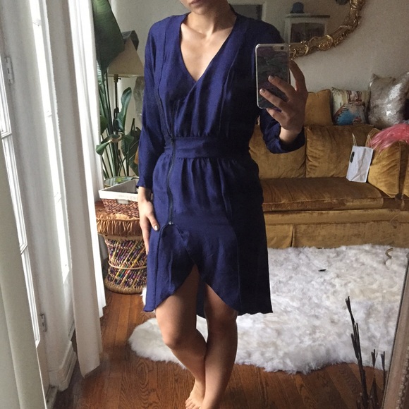 Green Ford midnight blue silk dress