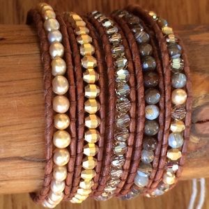 🍃💗HP Pearl Stone 18k GP & Swarovski Crystal Wrap
